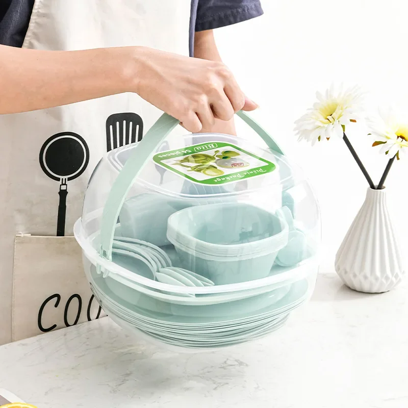Camping Cooking Dining Set - Zestaw przenośnego, plastikowego naczyń do użytku