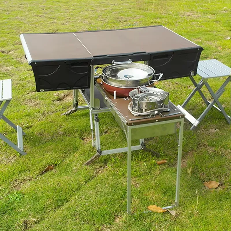 Camping Cooking Dining Set - Przenośny składany wózek gastronomiczny na zewnątrz,