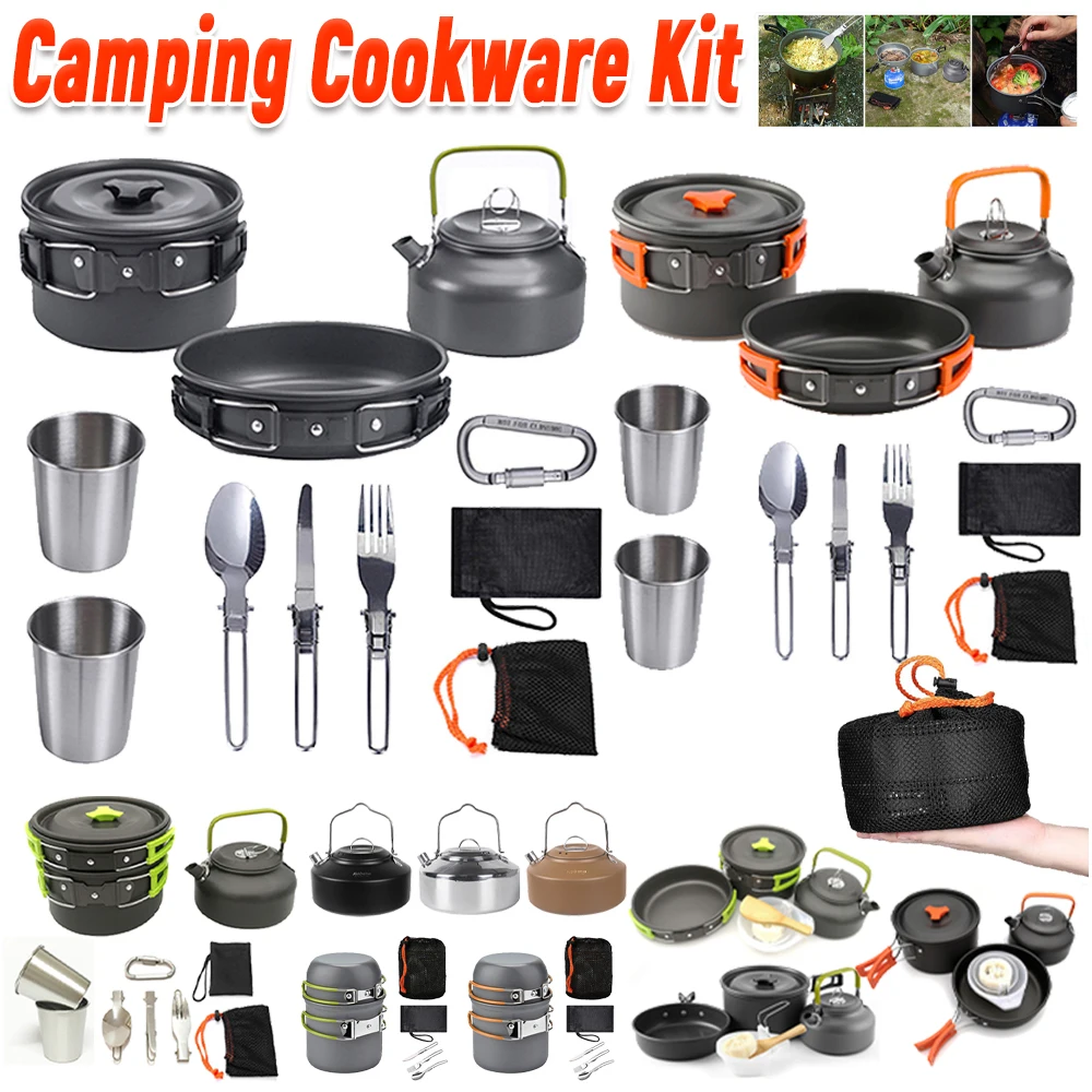 Camping Hiking Cooking - Zestaw naczyń kempingowych Czajnik Garnek Patelnia