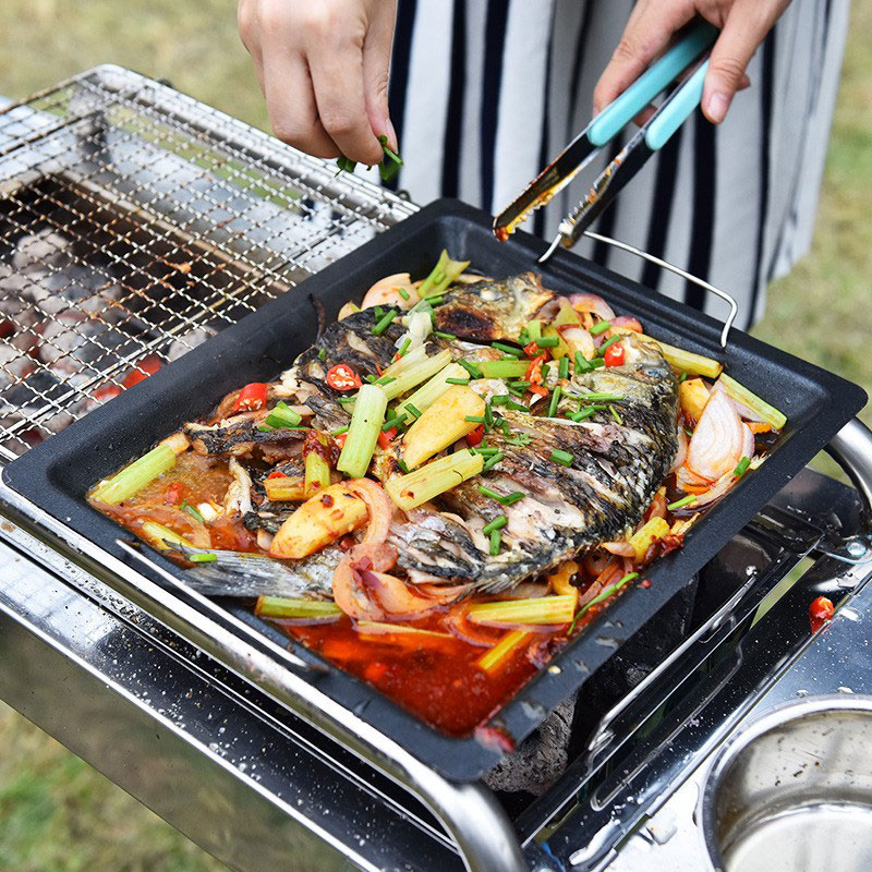 Gruba kwadratowa patelnia gril – Camping Hiking Cooking recenzja i cena